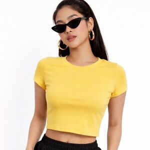 Forever 21 Yellow Crop baby Tee